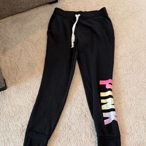 Black Victoria Secret Joggers with Vibrant Lettering
